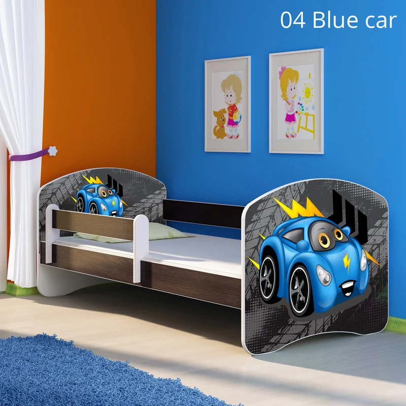 Dječji krevet ACMA s motivom, bočna wenge 160x80 cm 04 Blue Car