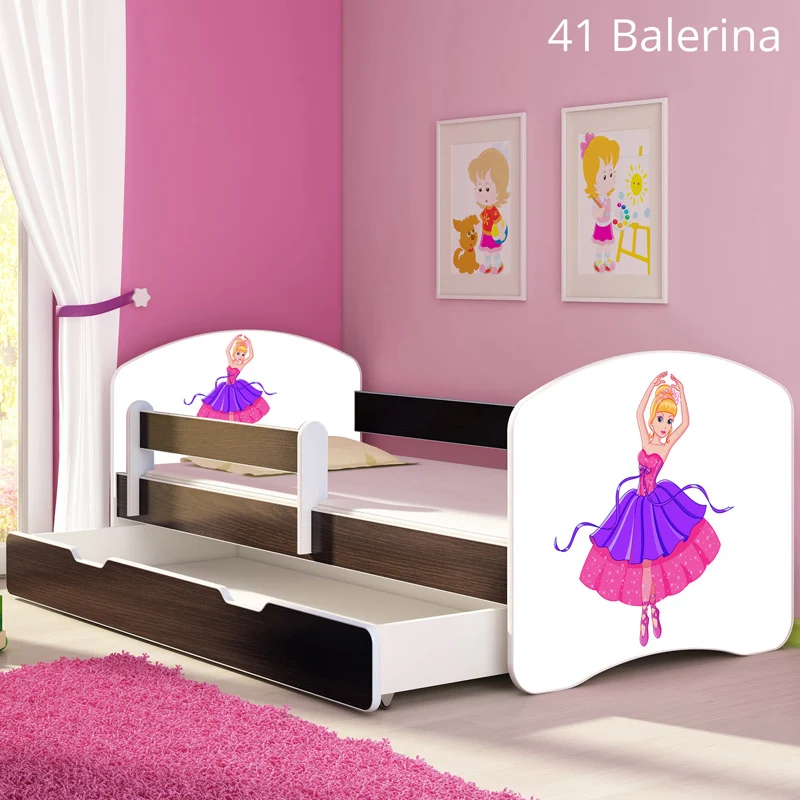 Dječji krevet ACMA s motivom, bočna wenge + ladica 140x70 cm 41 Balerina