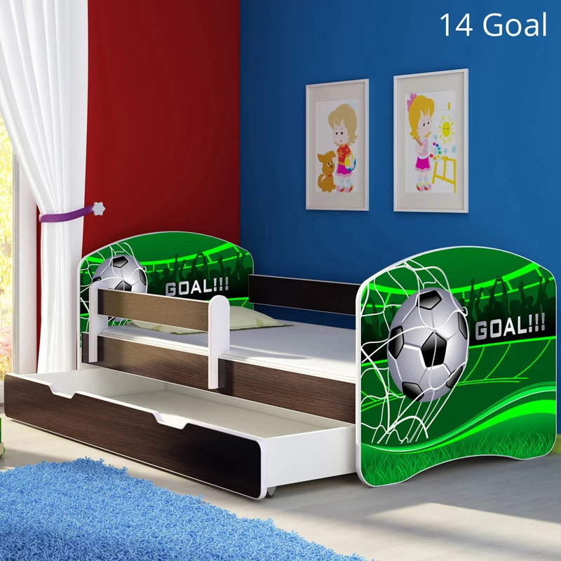 Dječji krevet ACMA s motivom, bočna wenge + ladica 140x70 cm 14 Goal
