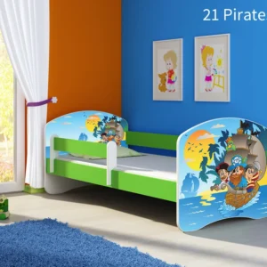 Dječji krevet ACMA s motivom, bočna zelena 140x70 cm 21 Pirates