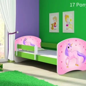 Dječji krevet ACMA s motivom, bočna zelena 140x70 cm 17 Pony