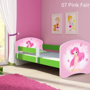 Dječji krevet ACMA s motivom, bočna zelena 140x70 cm 07 Pink Fairy