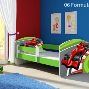 Dječji krevet ACMA s motivom, bočna zelena 140x70 cm 06 Formula 1