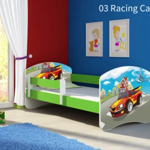 Dječji krevet ACMA s motivom, bočna zelena 140x70 cm 03 Racing Car
