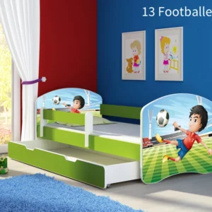 Dječji krevet ACMA s motivom, bočna zelena + ladica 160x80 cm 13 Footballer