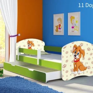 Dječji krevet ACMA s motivom, bočna zelena + ladica 160x80 cm 11 Dog