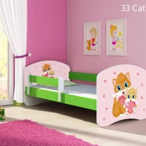 Dječji krevet ACMA s motivom, bočna zelena 180x80 cm 33 Cats