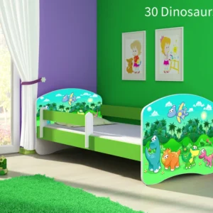 Dječji krevet ACMA s motivom, bočna zelena 180x80 cm 30 Dinosaurs