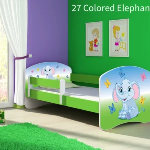 Dječji krevet ACMA s motivom, bočna zelena 180x80 cm 27 Colored Elephant