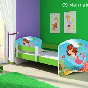 Dječji krevet ACMA s motivom, bočna zelena 180x80 cm 09 Mermaid