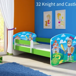 Dječji krevet ACMA s motivom, bočna zelena 160x80 cm 32 Knight