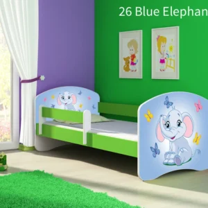 Dječji krevet ACMA s motivom, bočna zelena 160x80 cm 26 Blue Elephant