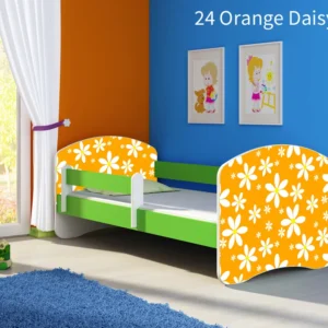 Dječji krevet ACMA s motivom, bočna zelena 160x80 cm 24 Orange Daisy