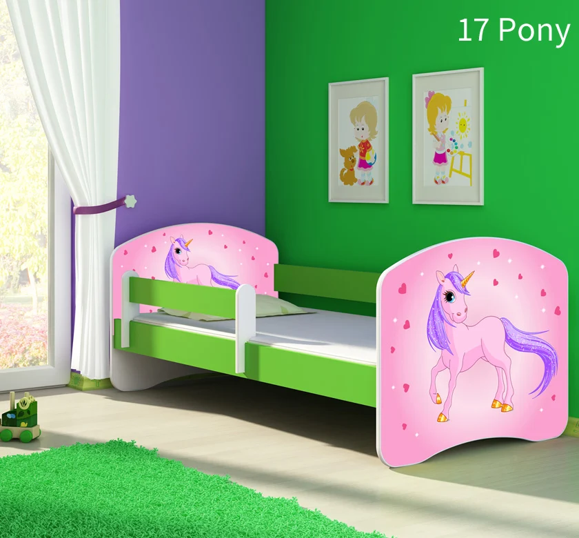 Dječji krevet ACMA s motivom, bočna zelena 160x80 cm 17 Pony