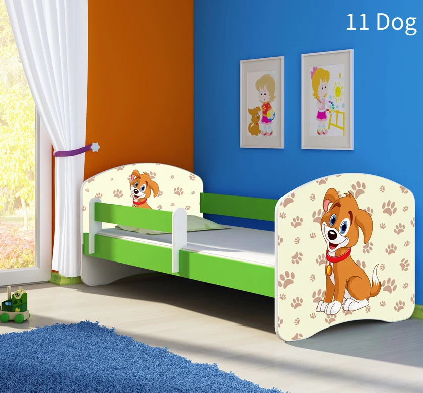 Dječji krevet ACMA s motivom, bočna zelena 160x80 cm 11 Dog