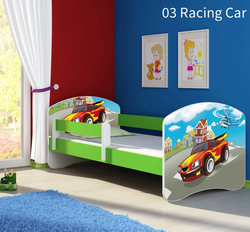 Dječji krevet ACMA s motivom, bočna zelena 160x80 cm 03 Racing Car