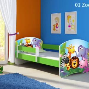 Dječji krevet ACMA s motivom, bočna zelena 180x80 cm