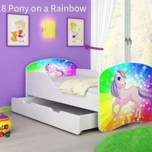 Dječji krevet ACMA s motivom + ladica 140x70 cm 18 Pony on rainbow