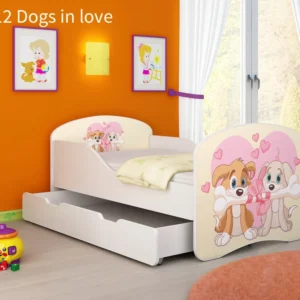Dječji krevet ACMA s motivom + ladica 140x70 cm 12 Dogs Love