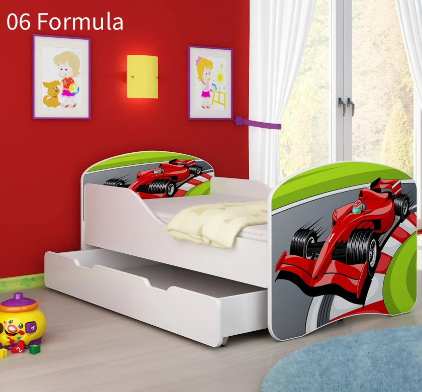 Dječji krevet ACMA s motivom + ladica 140x70 cm 06 Formula 1