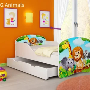 Dječji krevet ACMA s motivom + ladica 140x70 cm 02 Animals