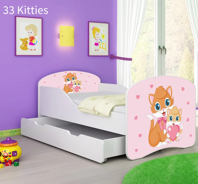 Dječji krevet ACMA s motivom + ladica 160x80 cm 33 Cats
