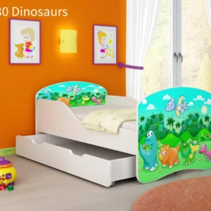 Dječji krevet ACMA s motivom + ladica 160x80 cm 30 Dinosaurs