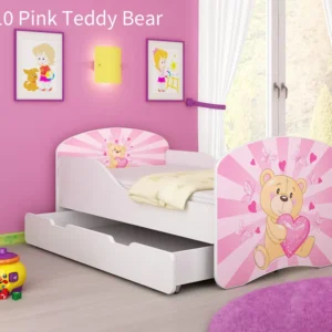 Dječji krevet ACMA s motivom + ladica 160x80 cm 10 Pink Teddy Bear