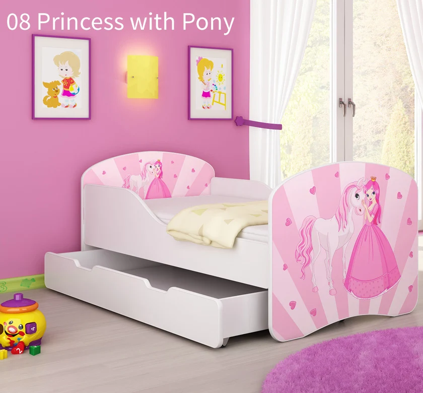 Dječji krevet ACMA s motivom + ladica 160x80 cm 08 Princess Pony