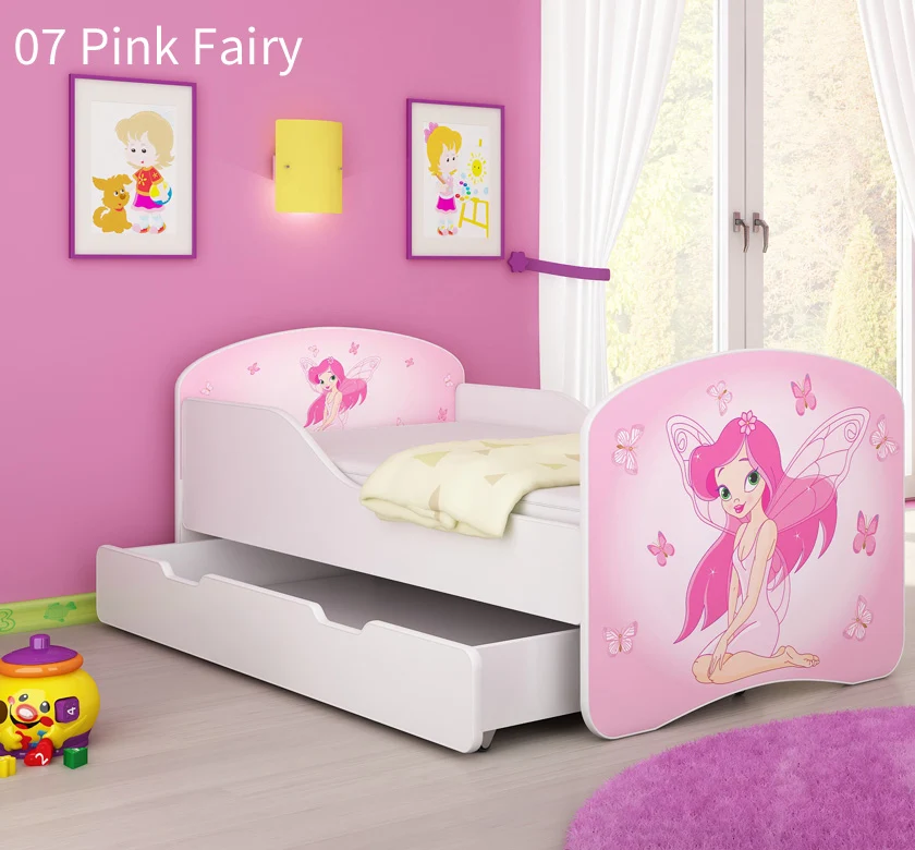 Dječji krevet ACMA s motivom + ladica 160x80 cm 07 Pink Fairy