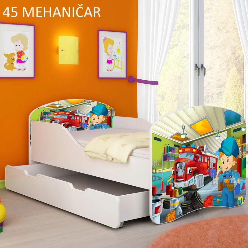 Dječji krevet ACMA s motivom + ladica 180x80 cm 45 Mehaničar