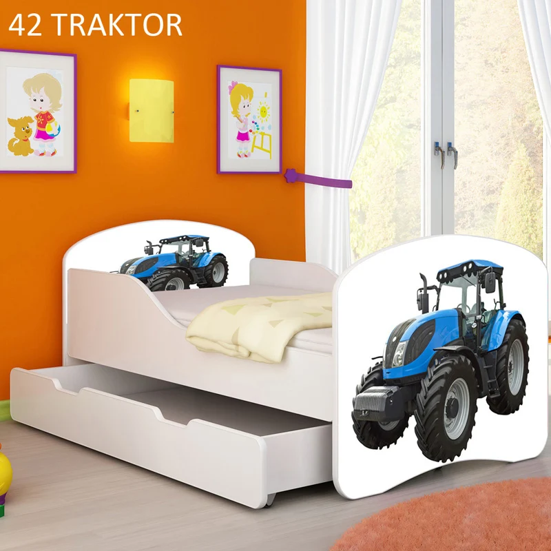 Dječji krevet ACMA s motivom + ladica 180x80 cm 42 Traktor
