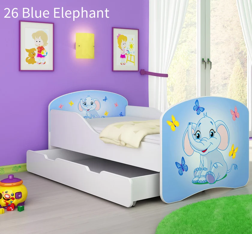 Dječji krevet ACMA s motivom + ladica 180x80 cm 26 Blue Elephant
