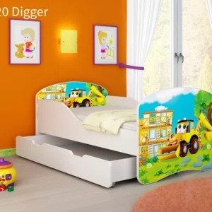 Dječji krevet ACMA s motivom + ladica 180x80 cm 20 Digger