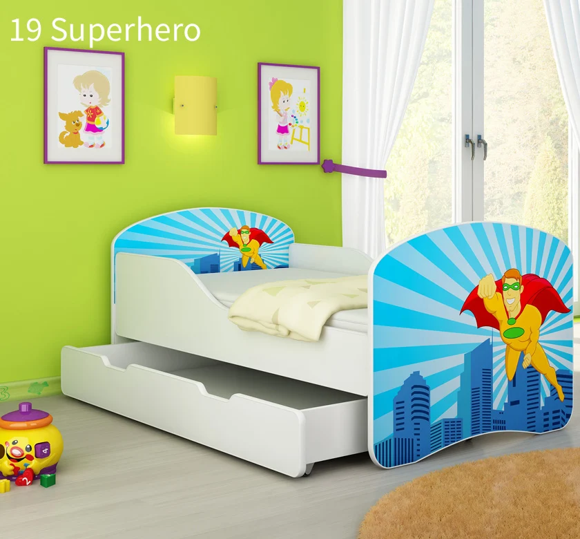 Dječji krevet ACMA s motivom + ladica 180x80 cm 19 Superhero