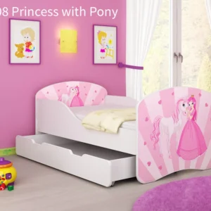 Dječji krevet ACMA s motivom + ladica 180x80 cm 08 Princess Pony