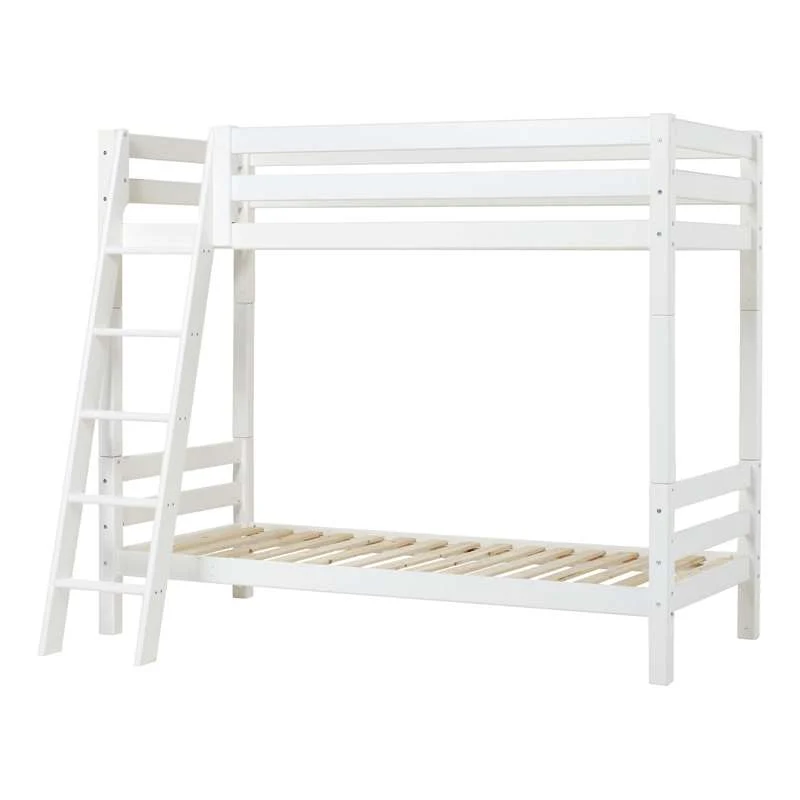 Hoppekids ECO Luxury - Visoka krevetna konstrukcija - 90x200 cm. - Koso ljestve - Bijela