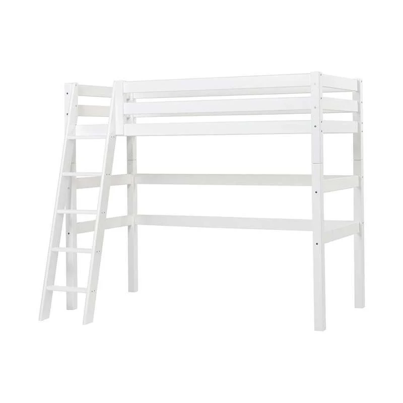 Hoppekids ECO Luxury - Visoka postelja - 90x200 cm. - Kosi stepenik - Bijela