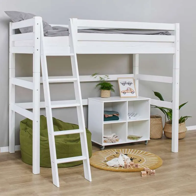 Hoppekids ECO Luxury - Visoka postelja - 90x200 cm. - Kosi stepenik - Bijela