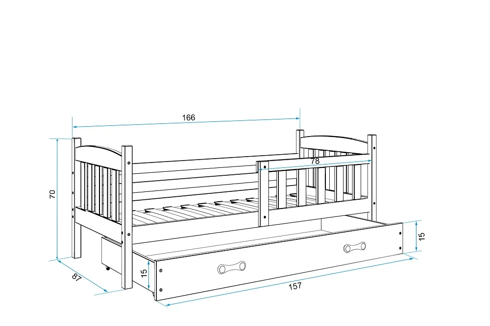 Krevet BMS Kubus + ladica 160x80 cm, GRF bijela