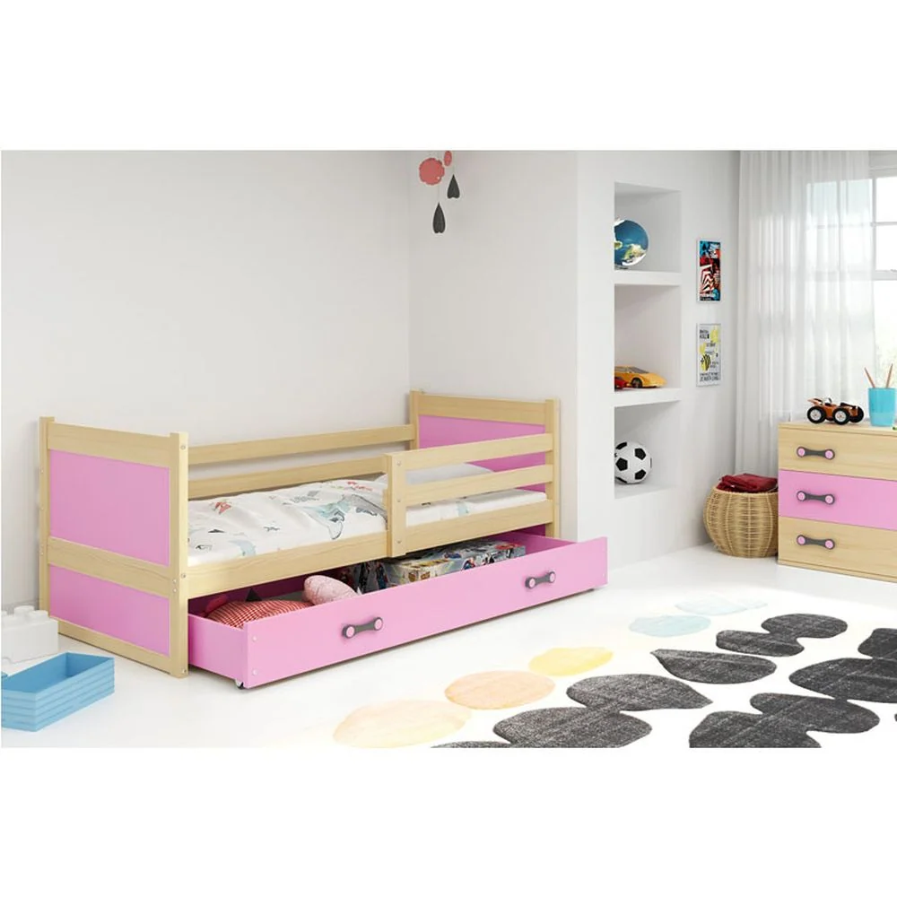 Krevet BMS Rico + ladica 190x80 cm, PINE roza