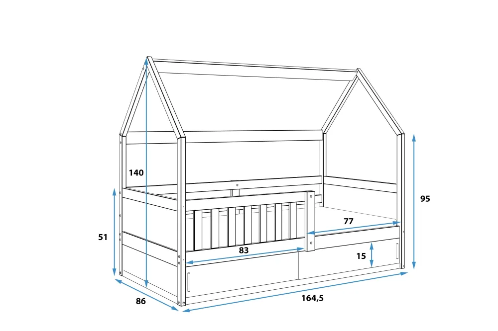 Krevet BMS Smart 2 Domek sa spremištem 160x80 cm PINE