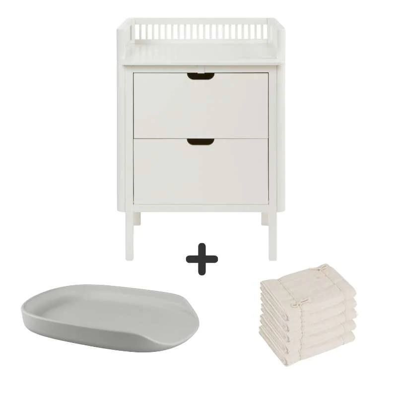 Sebra Plišasti stol s ladicama - Klasična bijela - Paket 3
