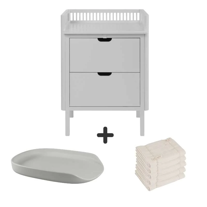 Sebra Puslebord s ladicama - Kamena siva - Paket 1