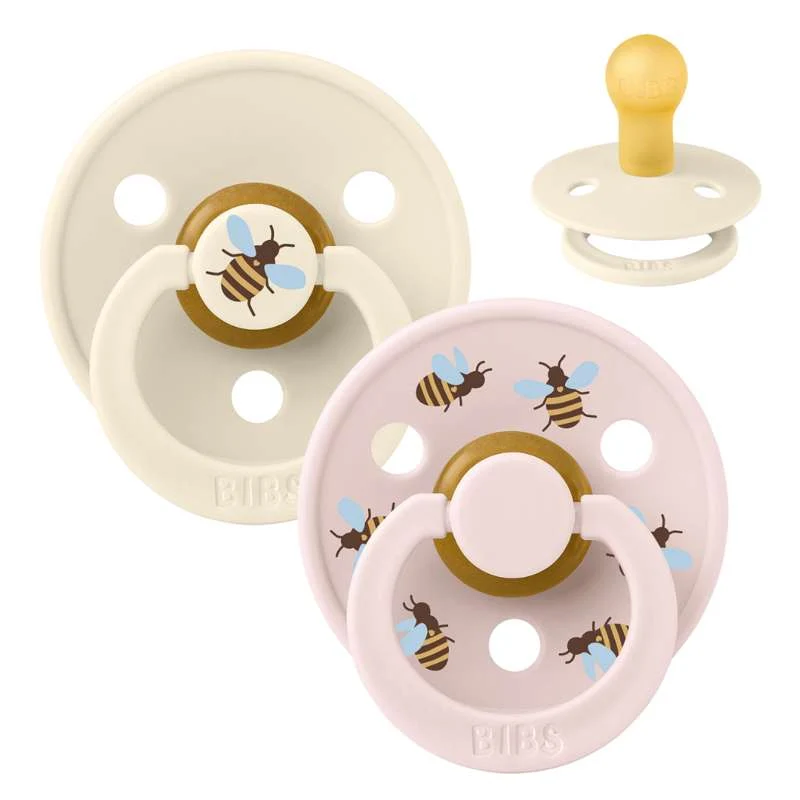 BIBS Rund Colour Sut - 2-Pak - Str. 1 - Naturgummi - Studio - Bumblebee - Ivory Mix