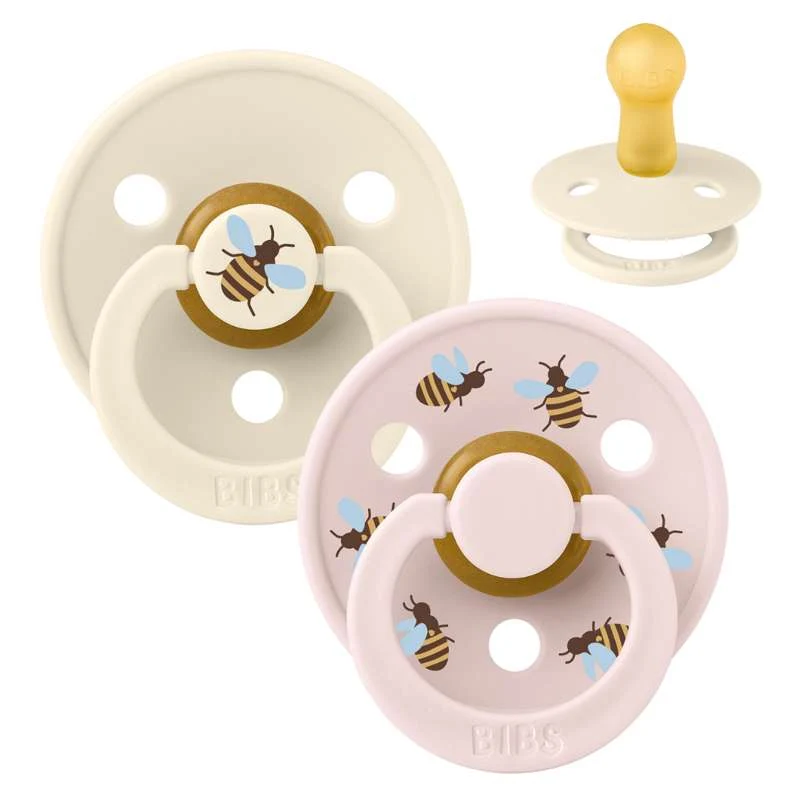 BIBS Rund Colour Sut - 2-Pak - Str. 2 - Naturgummi - Studio - Bumblebee - Ivory Mix