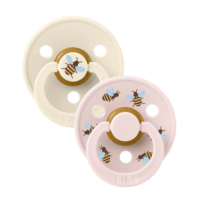 BIBS Rund Colour Sut - 2-Pak - Str. 2 - Naturgummi - Studio - Bumblebee - Ivory Mix