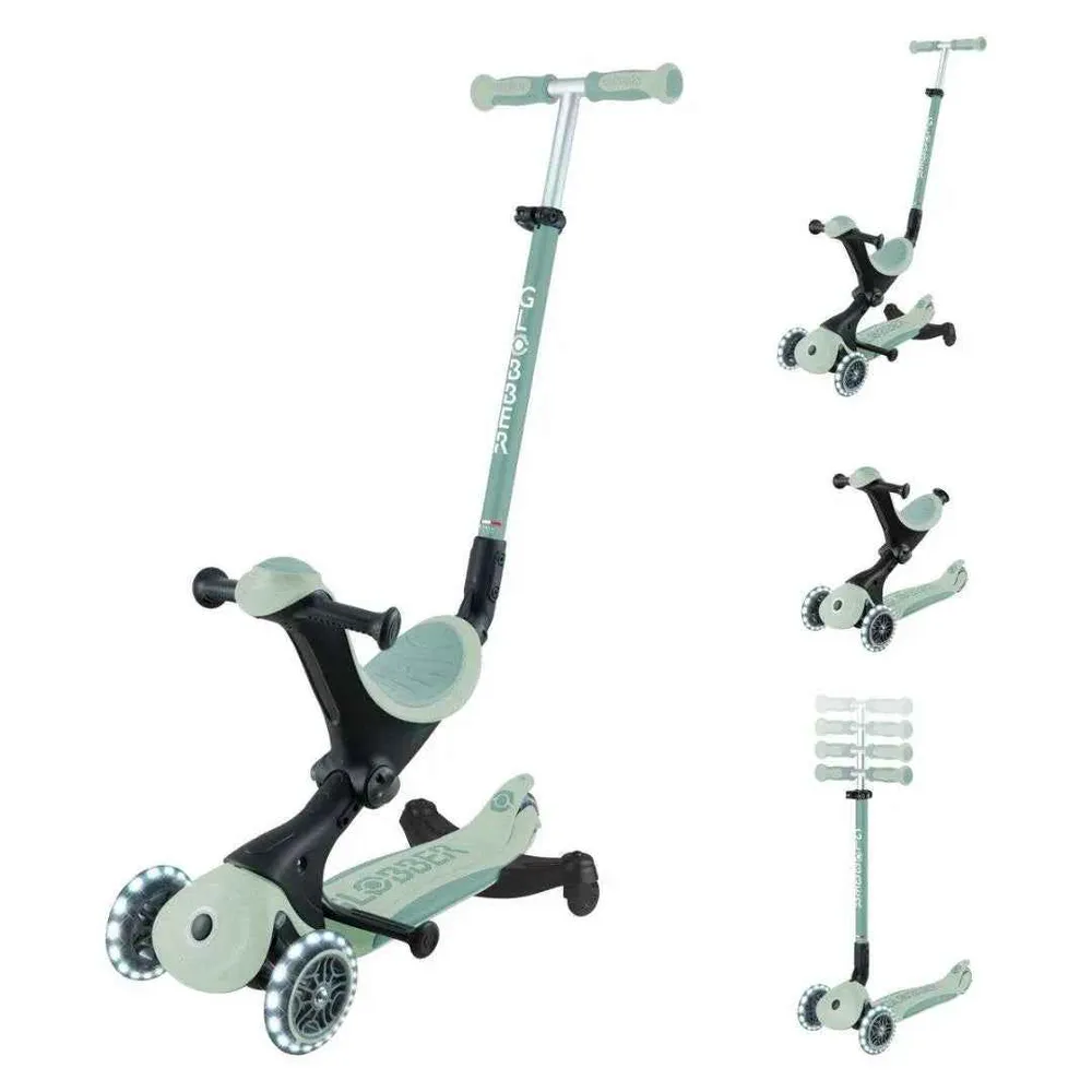 Globber® Sklopivi dječji romobil GO UP Deluxe 360° sa svjetlećim kotačima Pistacchio
