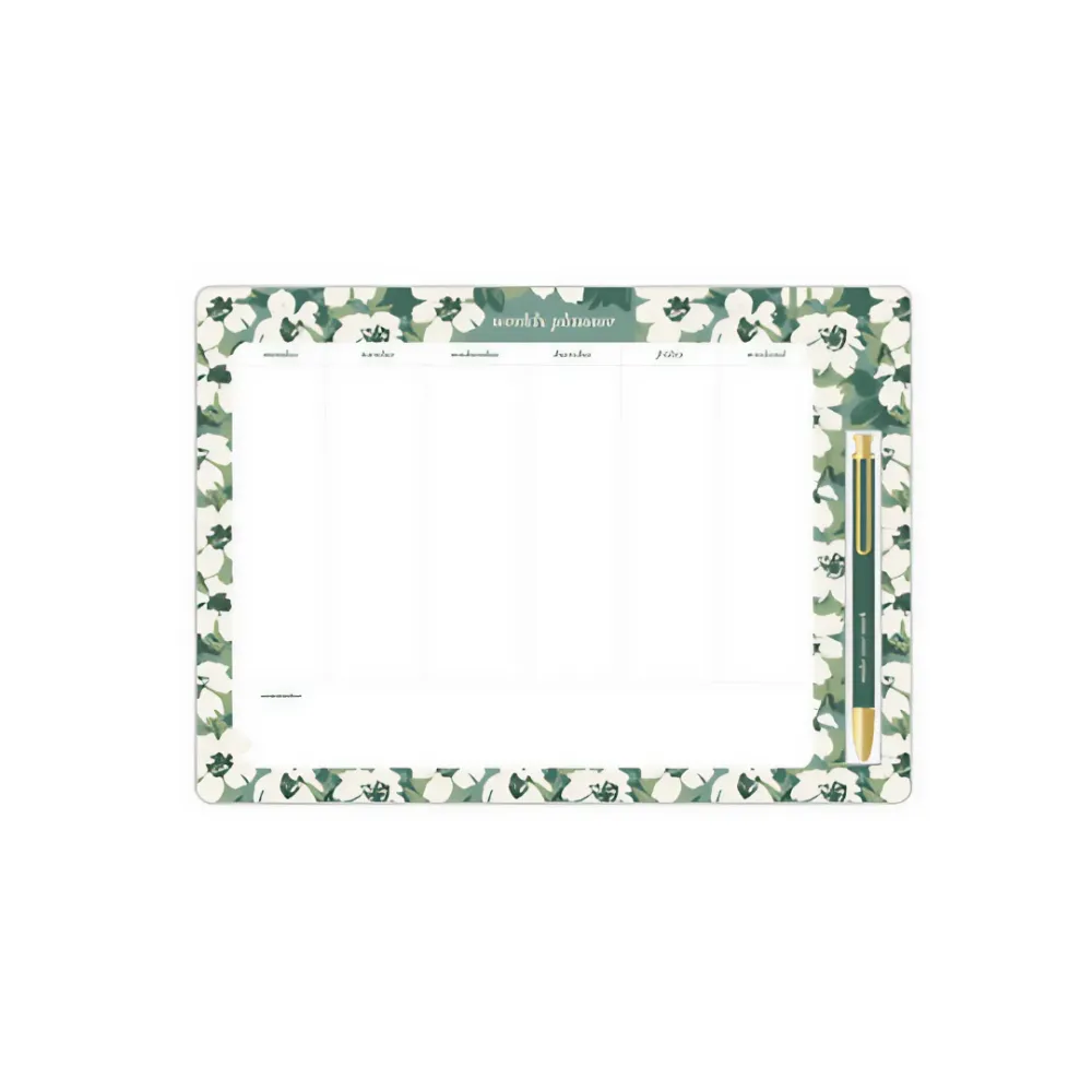 11.75"x8.5" Weekly Listpad Pen - Green Kosmea