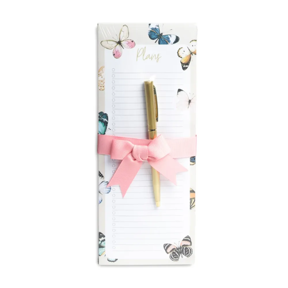 4"x10" List Pad & Pen - Butterfly Pink